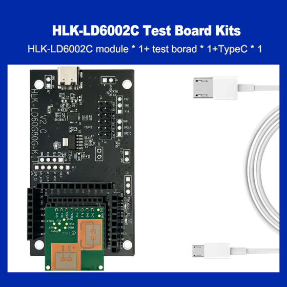60G Millimeter Wave Fall Detection Radar Module Testboard Kits HLK-LD6002C Non-contact Intelligent Monitoring with 2T2R